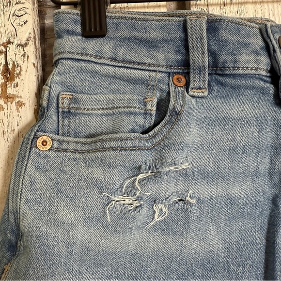 American Eagle High Waist Cut Off Distressed Jean Shorts Raw Hem Size 0 Grunge - Picture 5 of 11